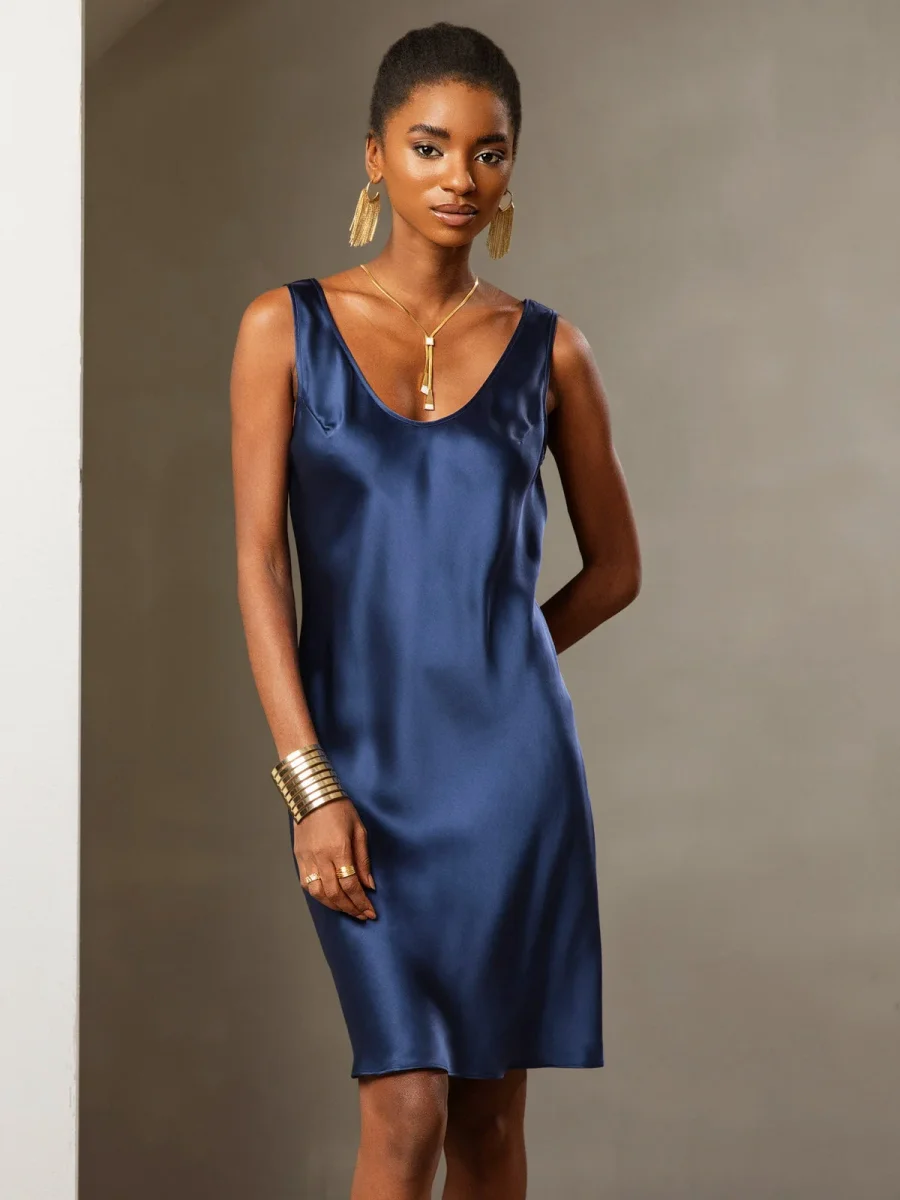 Vestido Midi Casual de Seda Pura con Tirantes Anchos - Imagen 9