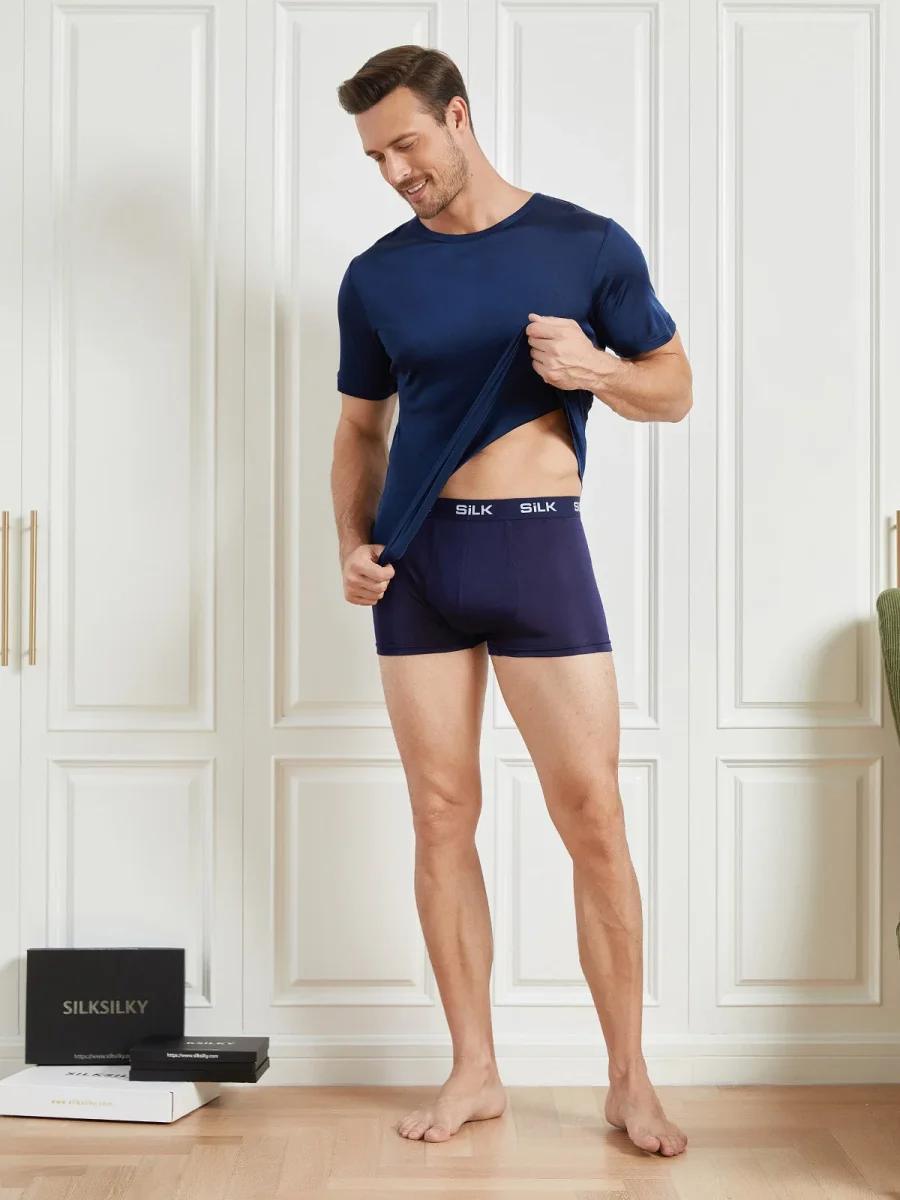 Camiseta De Pura Seda Con Cuello Redondo Para Hombre - Imagen 6