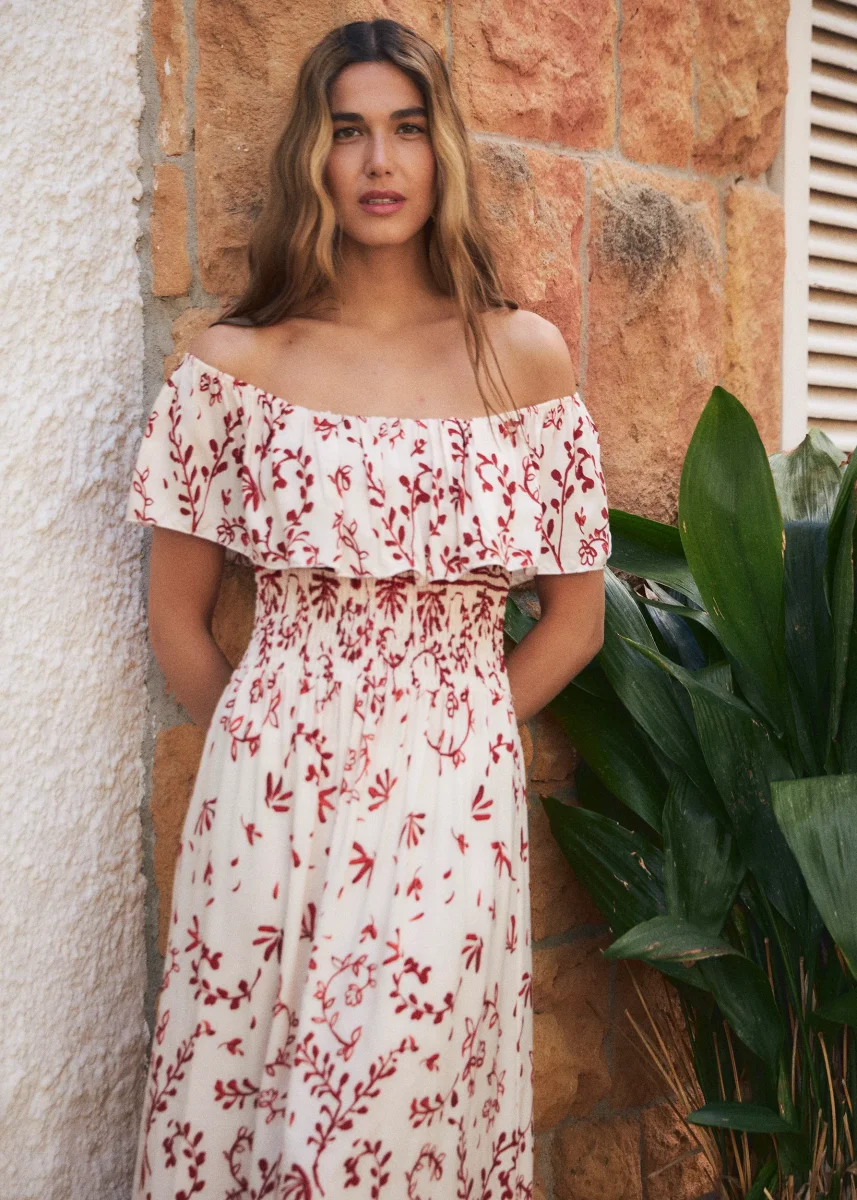 Vestido fruncido ramas - Imagen 3