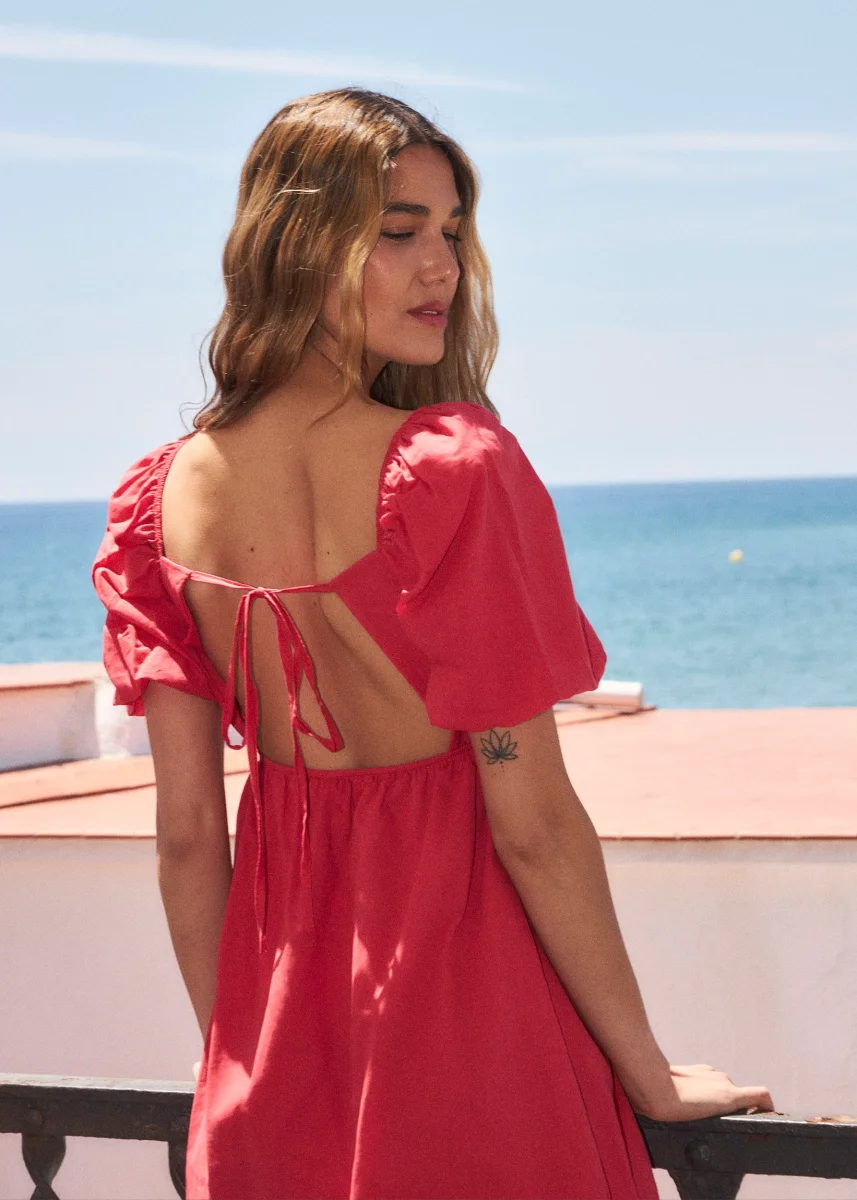Vestido corto manga abullonada - Imagen 5