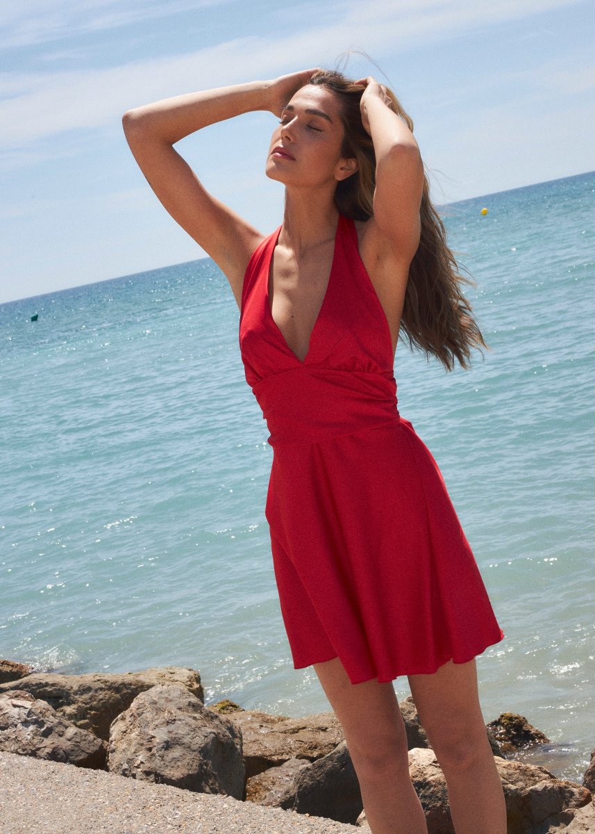 Vestido corto satinado - Imagen 4