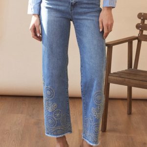 Jeans rectos bordados