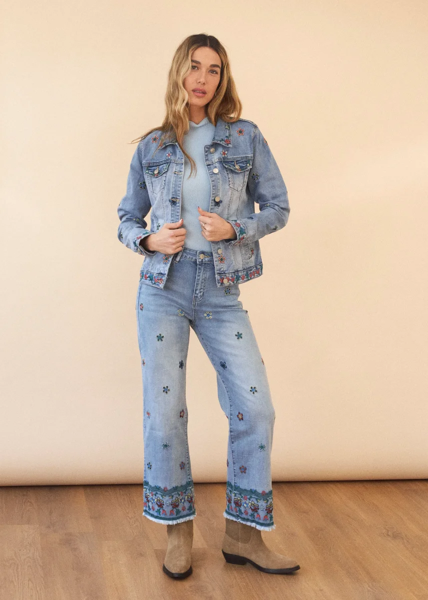 Jeans rectos bordados - Imagen 9