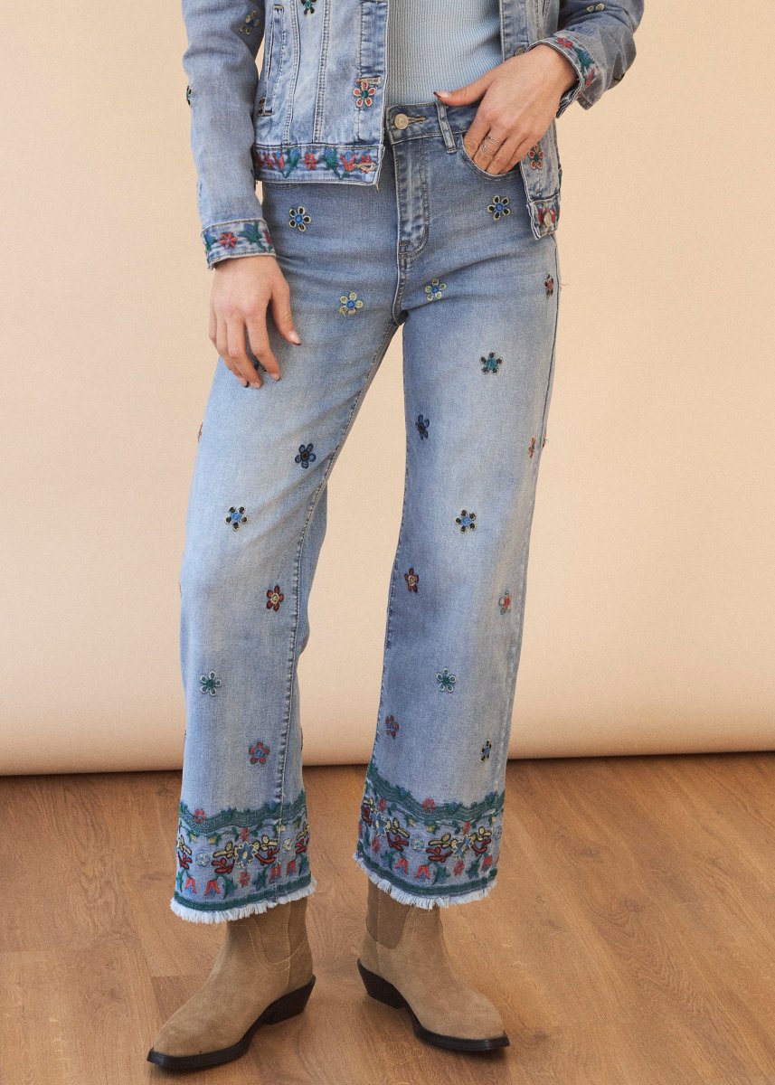 Jeans rectos bordados - Imagen 8