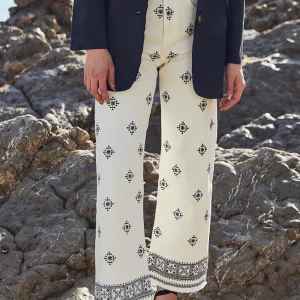 Jeans wide leg bordado