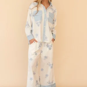 Pantalones bitextura bordados
