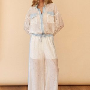 Pantalones tencel brillantes