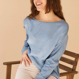 Camiseta bimateria raso cuello redondo
