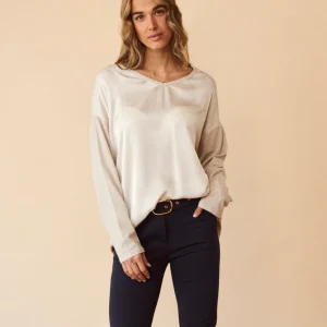 Camiseta bimateria raso cuello punta