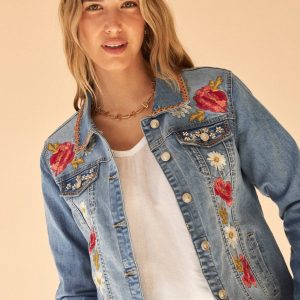 Cazadora denim bordados