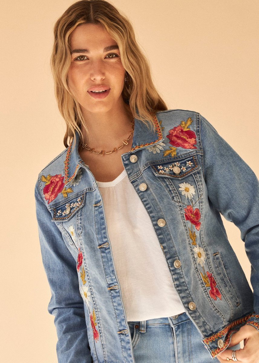 Cazadora denim bordados - Imagen 2