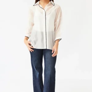 Camisa organza detalle crochet