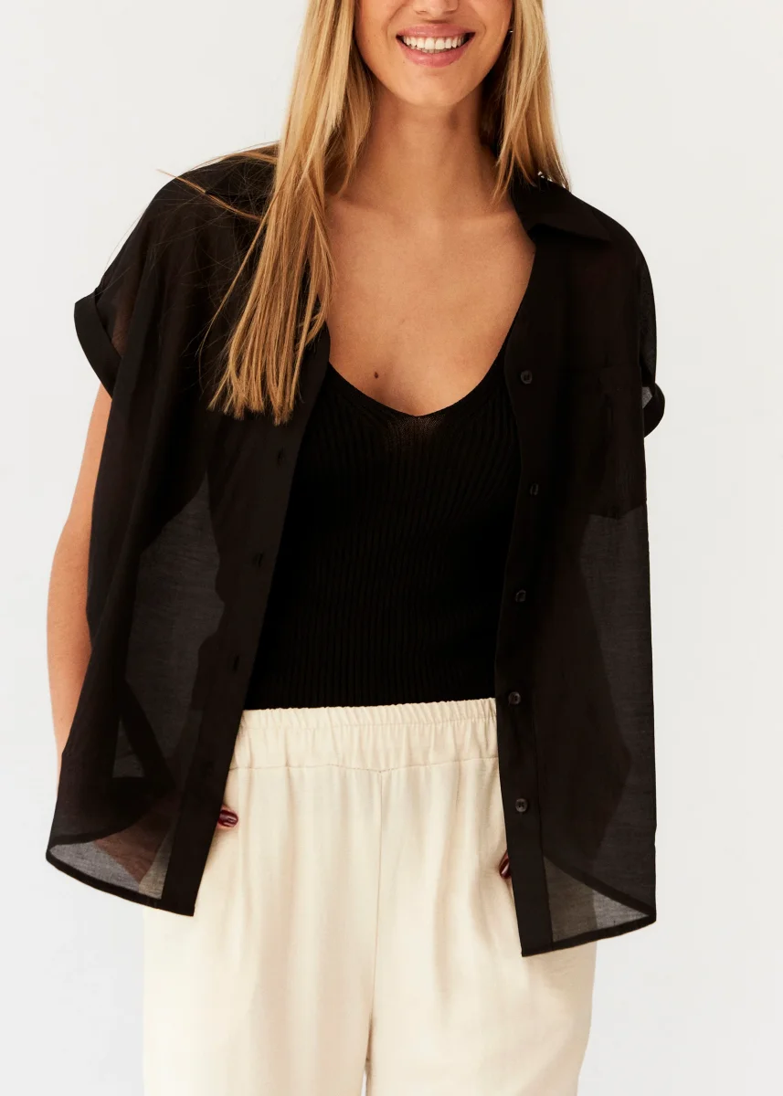 Camisa organza bolsillo