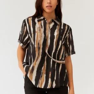 Camisa organza manga corta estampada
