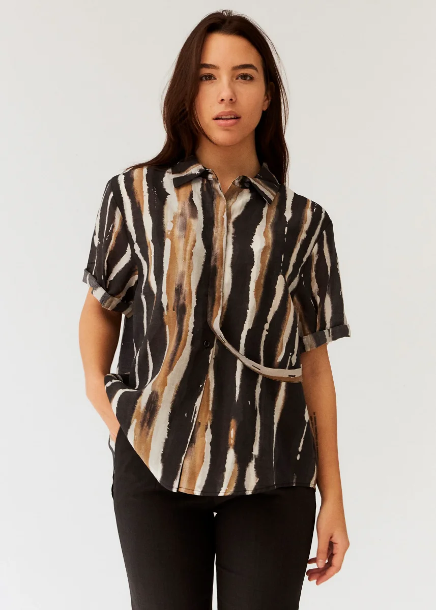 Camisa organza manga corta estampada - Imagen 2