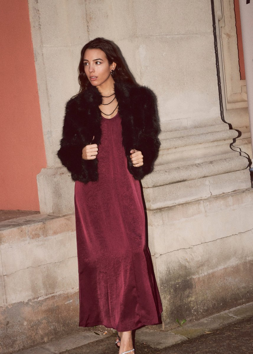 Vestido raso largo - Imagen 8