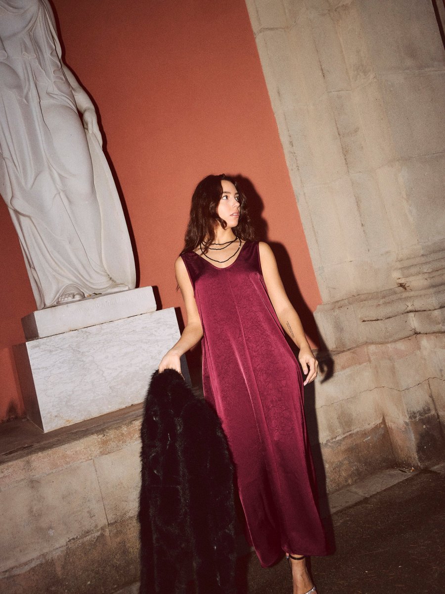 Vestido raso largo - Imagen 6