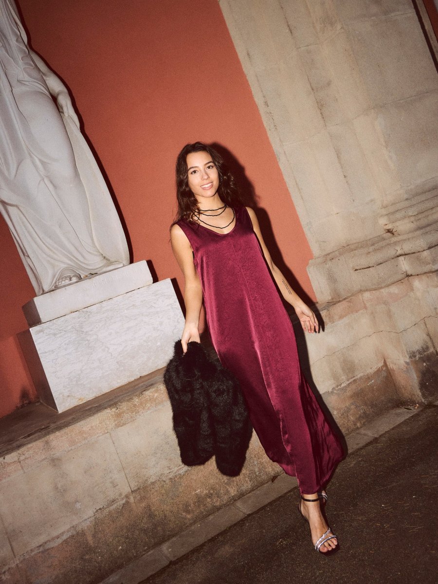 Vestido raso largo - Imagen 5