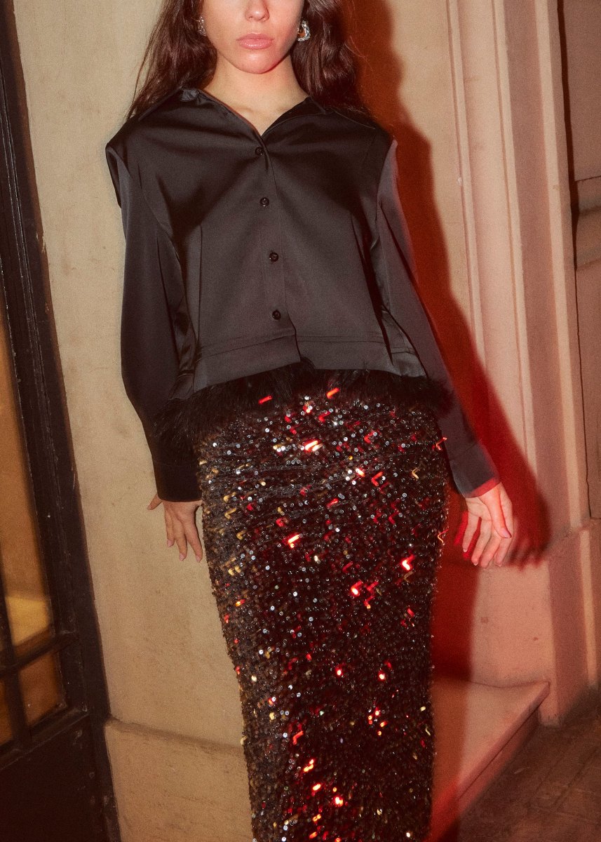 Camisa satinada plumas - Imagen 5