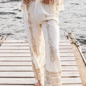 Pantalones rectos bordado