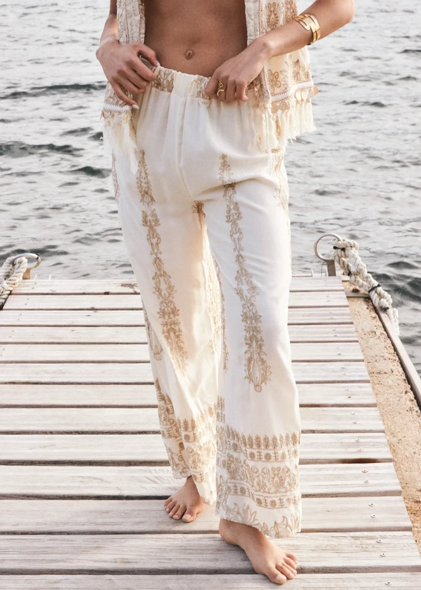 Pantalones rectos bordado - Imagen 2