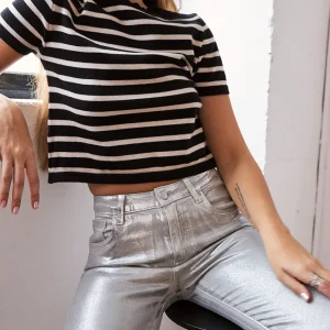 Camiseta crop rayas