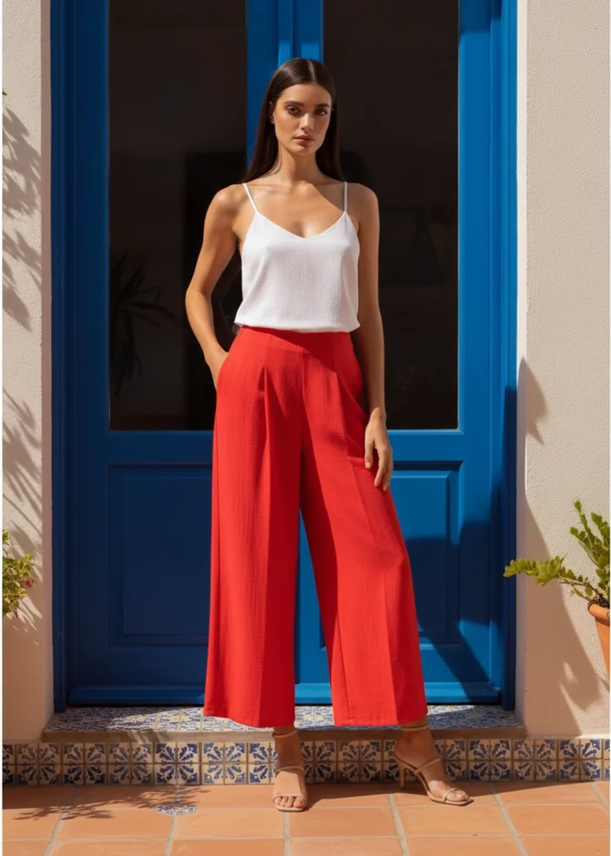 Pantalones anchos fluidos - Imagen 8