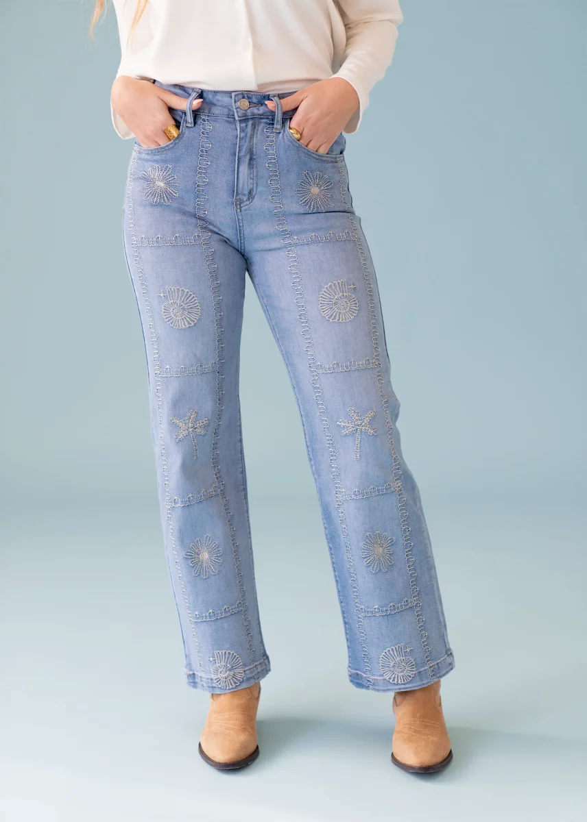Jeans bordados rectos - Imagen 6