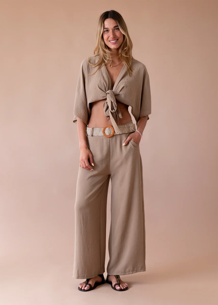 Pantalones fluidos cinturón - Imagen 3