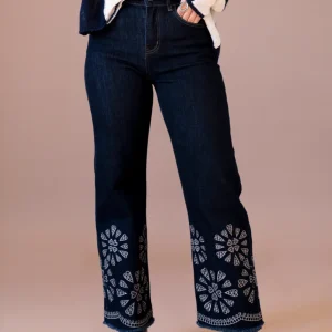 Jeans rectos bordados