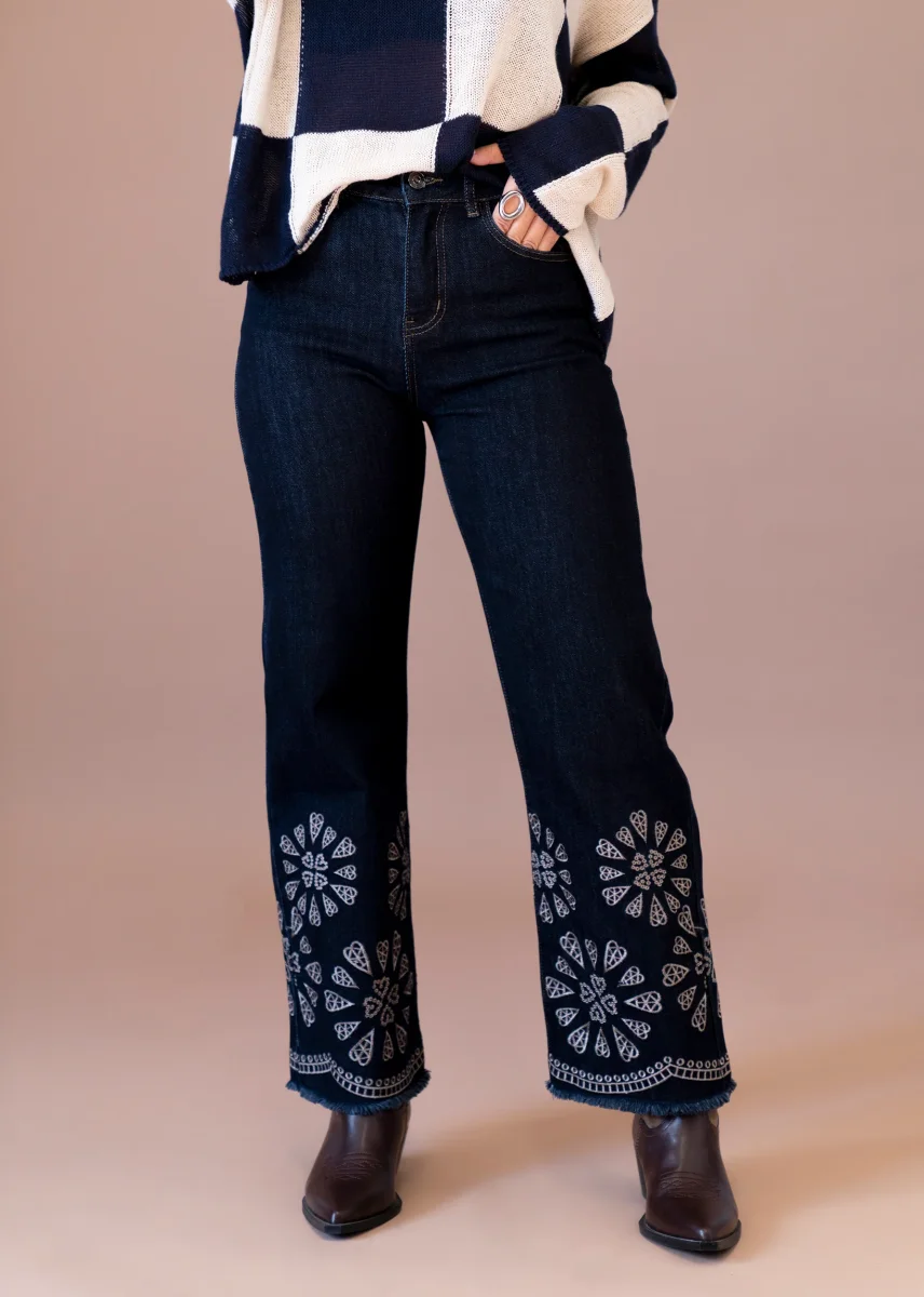 Jeans rectos bordados - Imagen 2