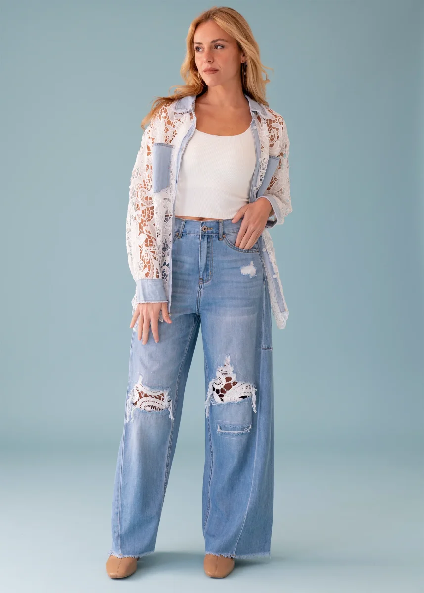 Jeans rotos guipur - Imagen 3