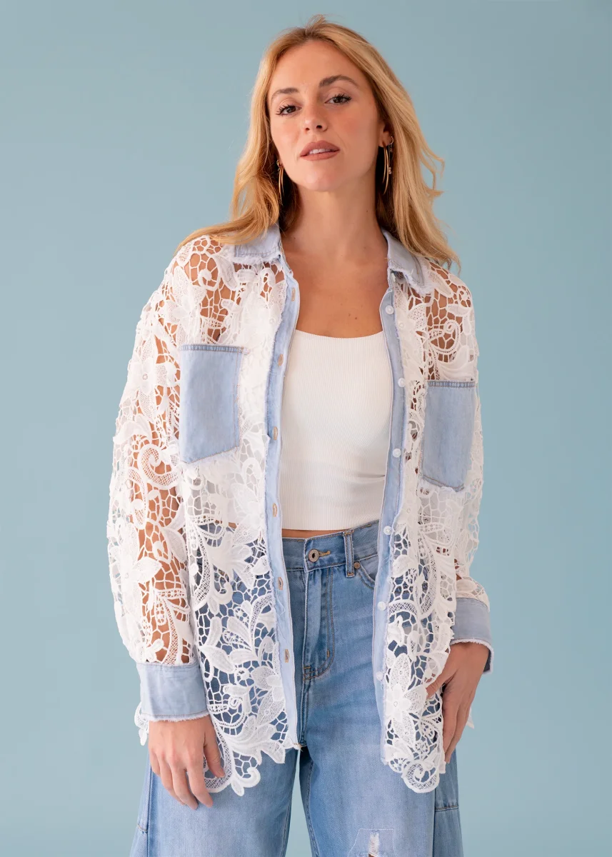 Camisa guipur denim - Imagen 3