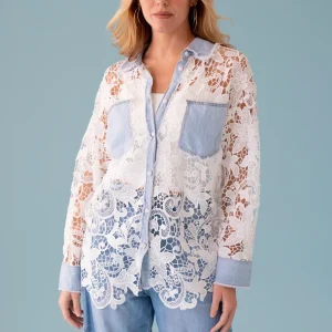 Camisa guipur denim