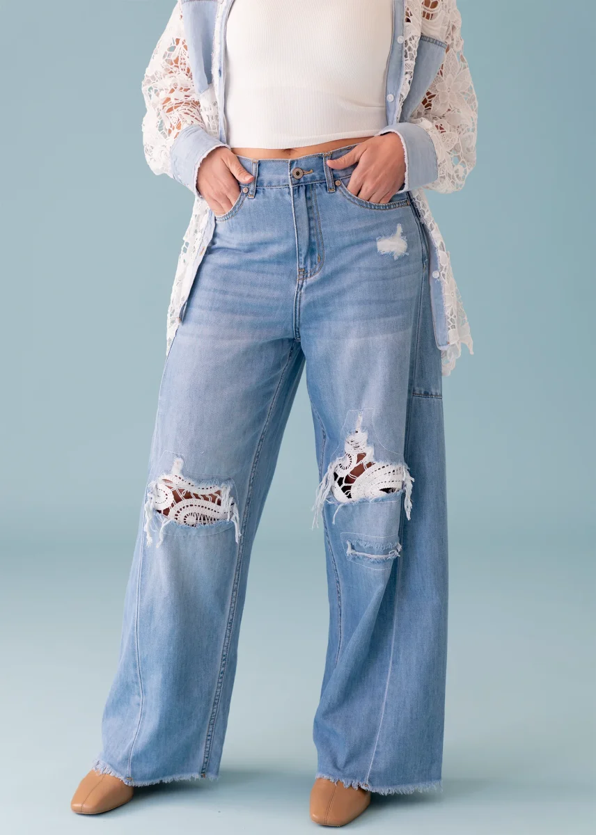 Jeans rotos guipur