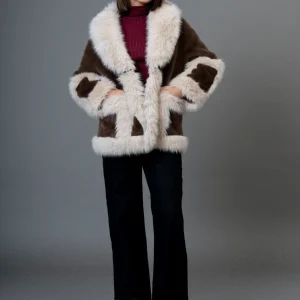 Chaqueta efecto pelo bicolor