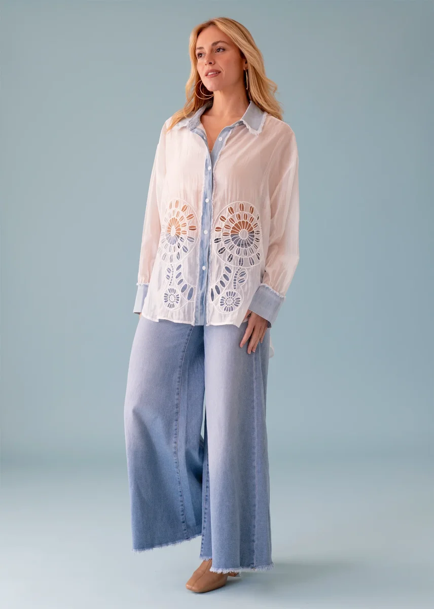 Camisa bordada denim - Imagen 3