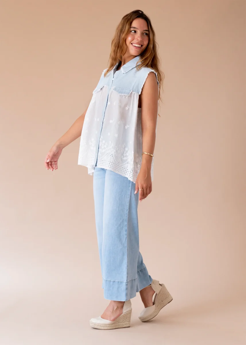 Camisa batista denim