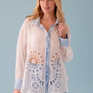 Camisa bordada denim