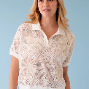 Polo crochet bordado