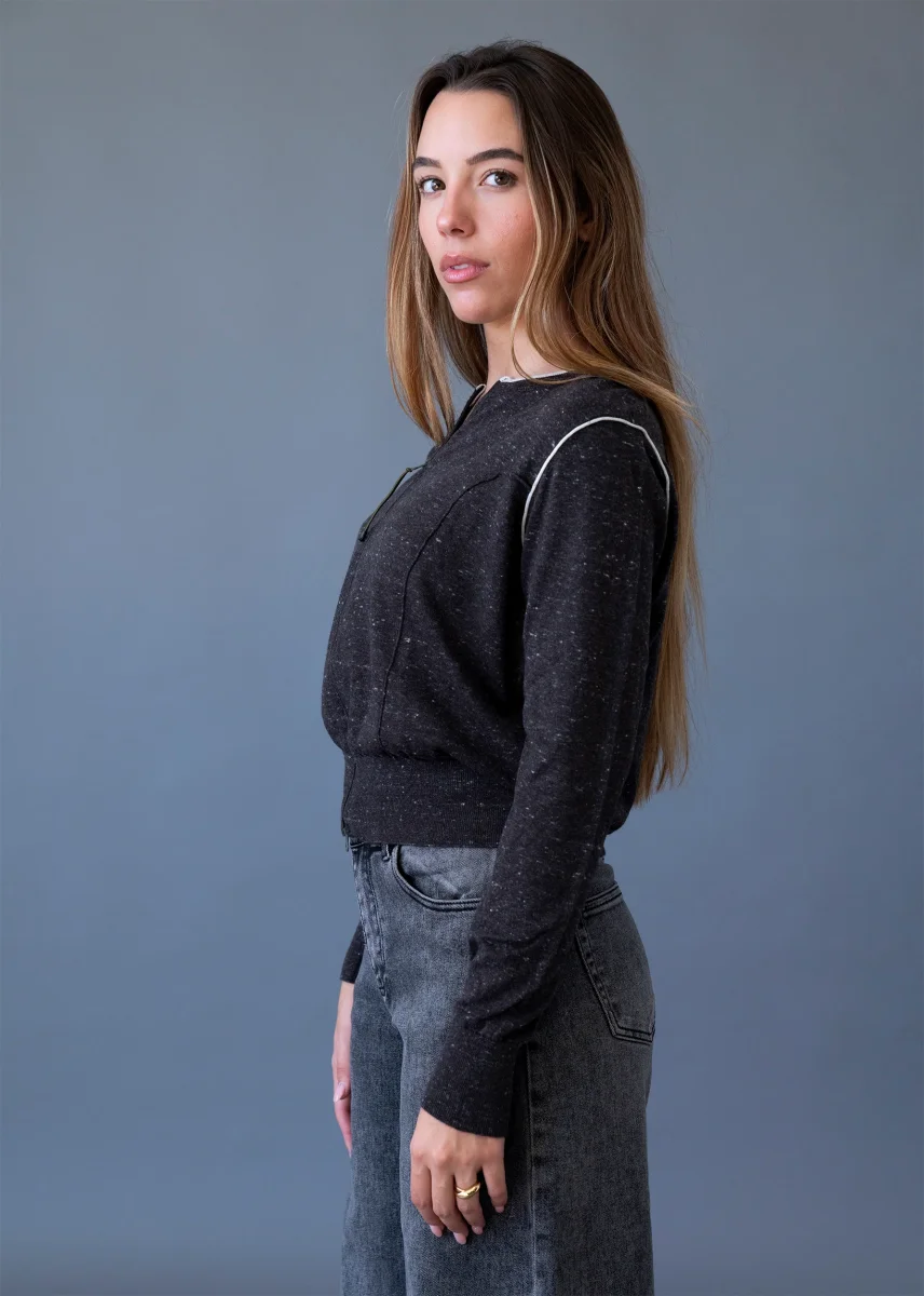 Chaqueta lana cremallera jaspeada - Imagen 3