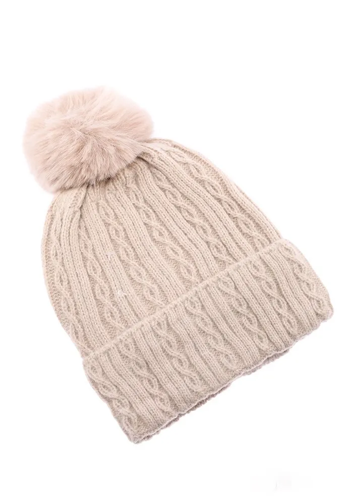 Gorro con pompón de pelo sintético - Imagen 2