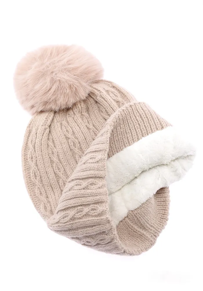 Gorro con pompón de pelo sintético - Imagen 4