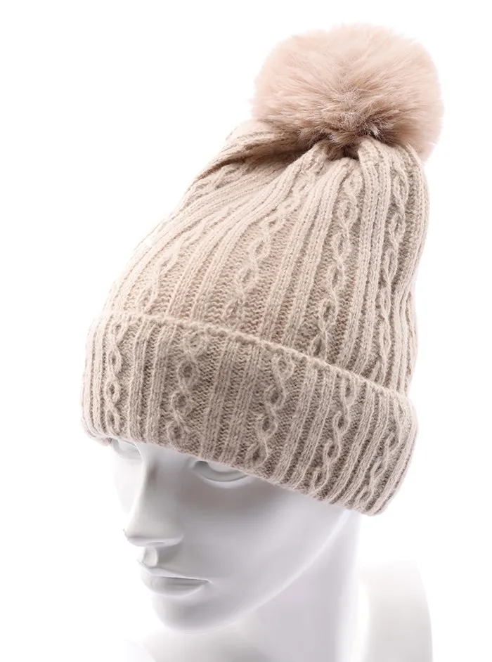Gorro con pompón de pelo sintético - Imagen 3