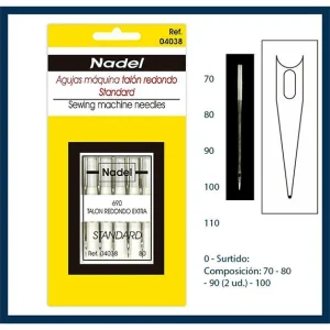 GENIZ 02127 Aguja para Máquina de Coser Talón Redondo Punta de Bola