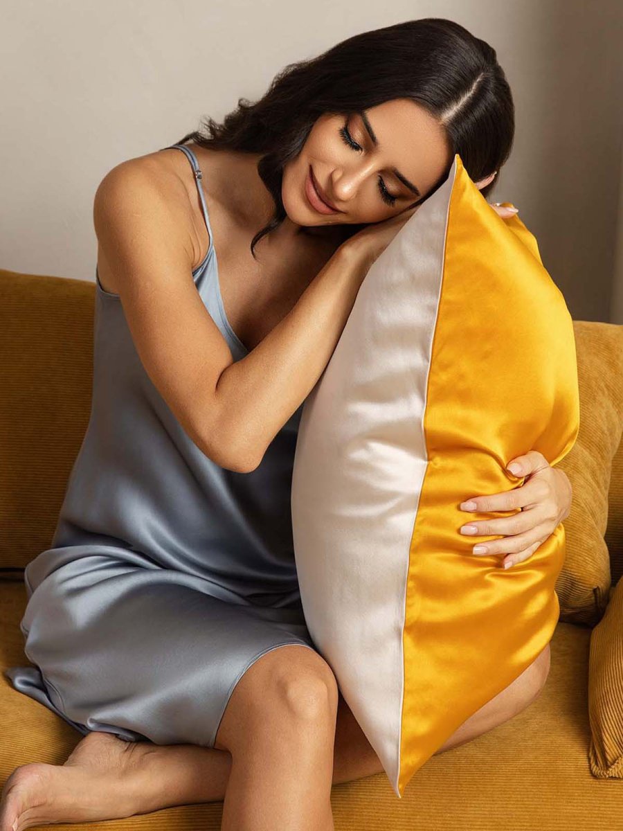 Fundas De Almohada De Seda De Mora 100% 19Momme - Diseño Bicolor - Imagen 2