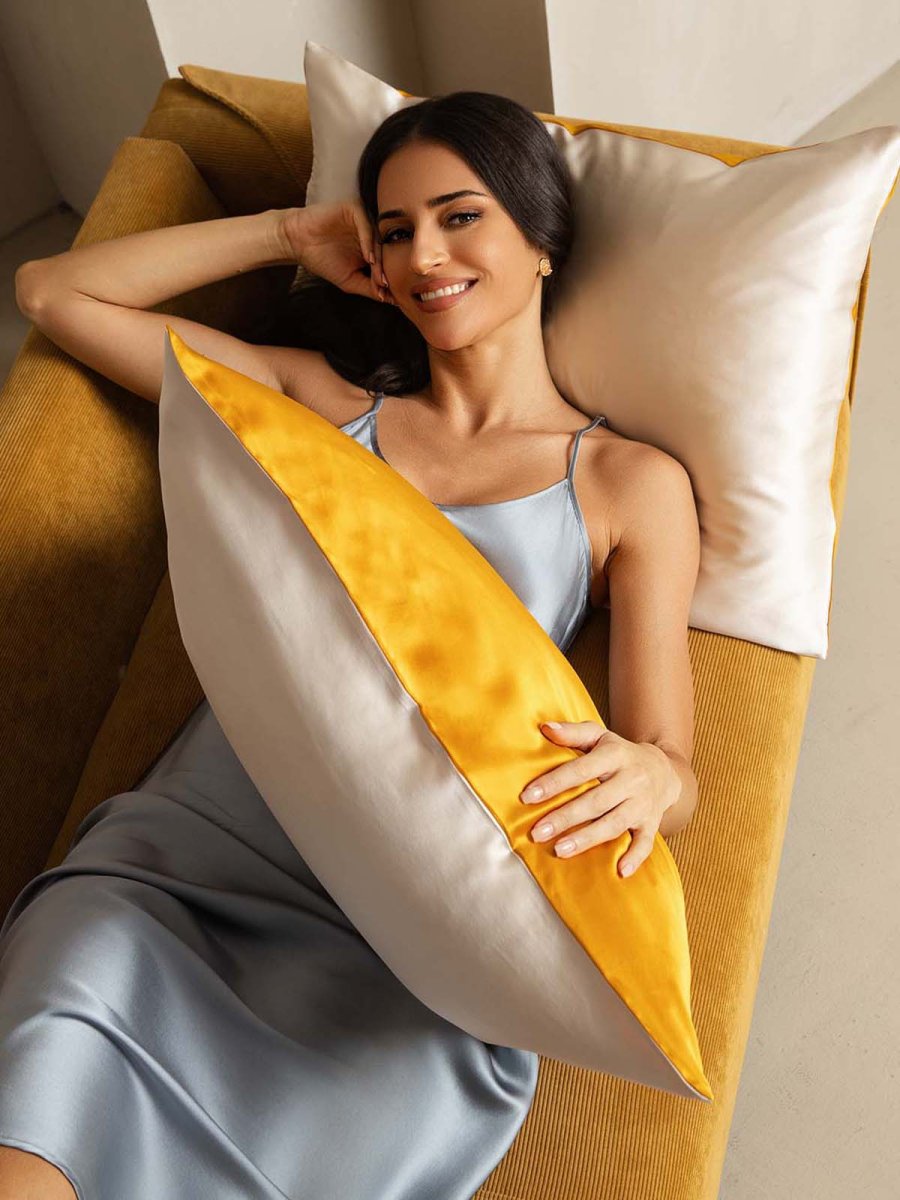 Fundas De Almohada De Seda De Mora 100% 19Momme - Diseño Bicolor - Imagen 4