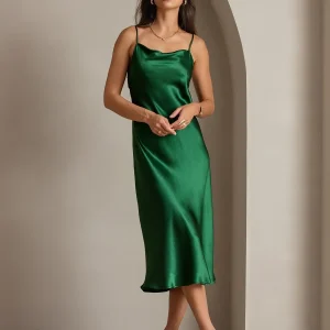 Vestidos Maxi Largos de Seda Pura con Tirantes