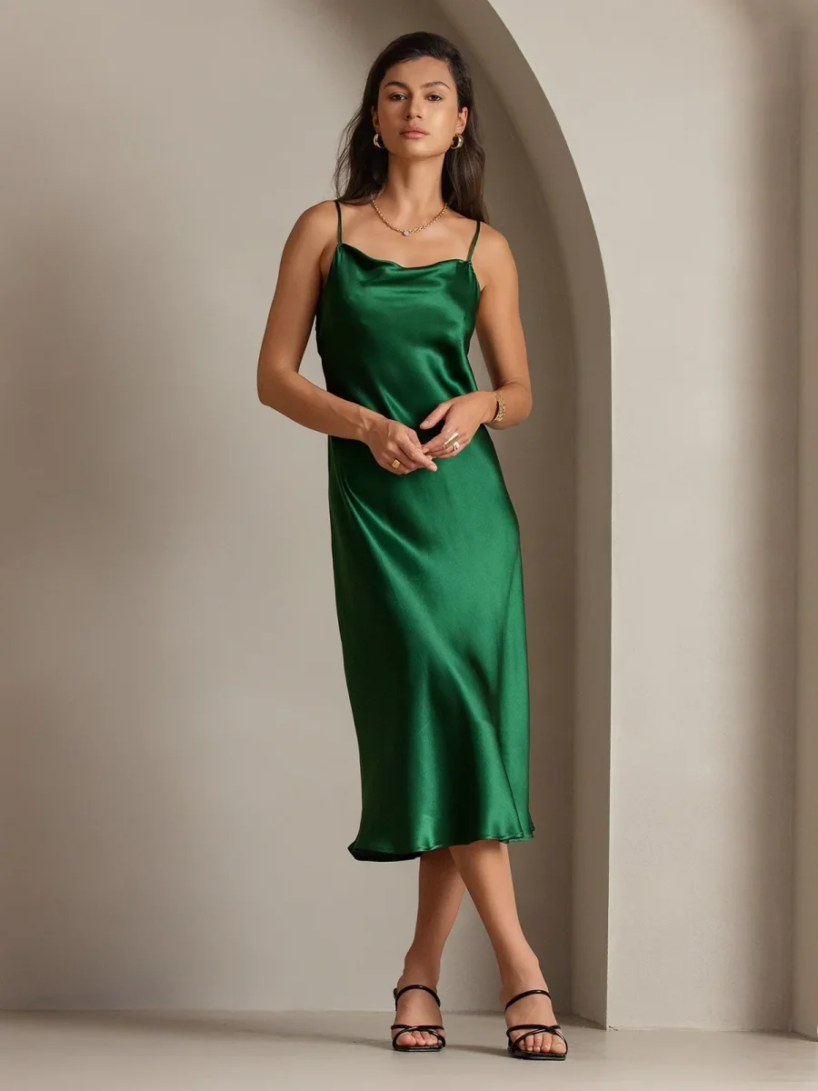 Vestidos Maxi Largos de Seda Pura con Tirantes