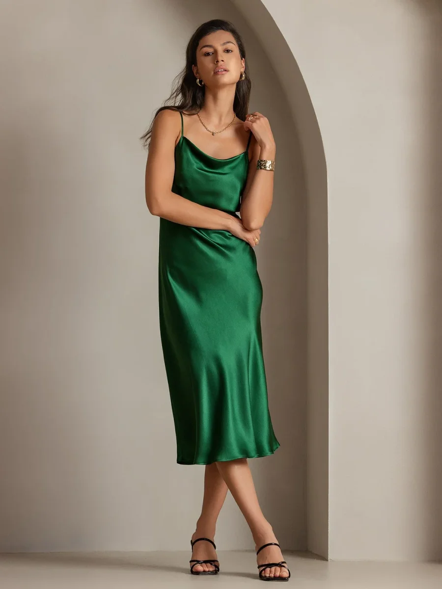 Vestidos Maxi Largos de Seda Pura con Tirantes - Imagen 5